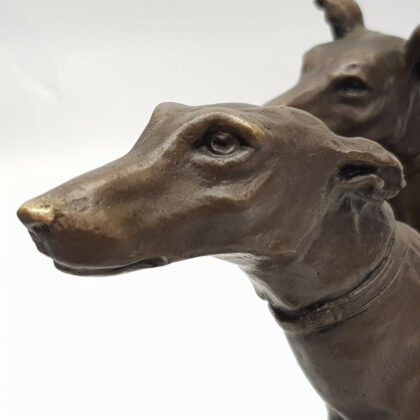 BRONZE GREYHOUND DOG STATUE CHIENS LEVRIERS EMMANUEL FREMIET (1824-1910) #50328