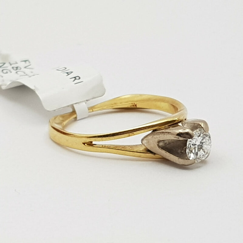 18CT 4.2GR YELLOW GOLD 0.35CT SOLITAIRE DIAMOND RING VAL $2600 SIZE L #4530