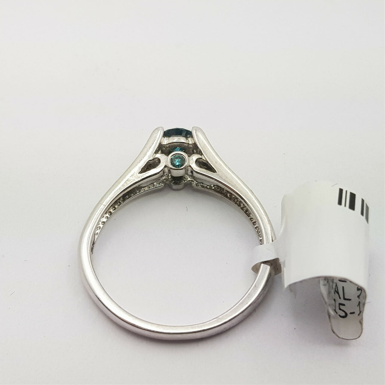 14CT 0.25CT BLUE DIAMOND WHITE GOLD RING VAL $2330 SIZE L #35552