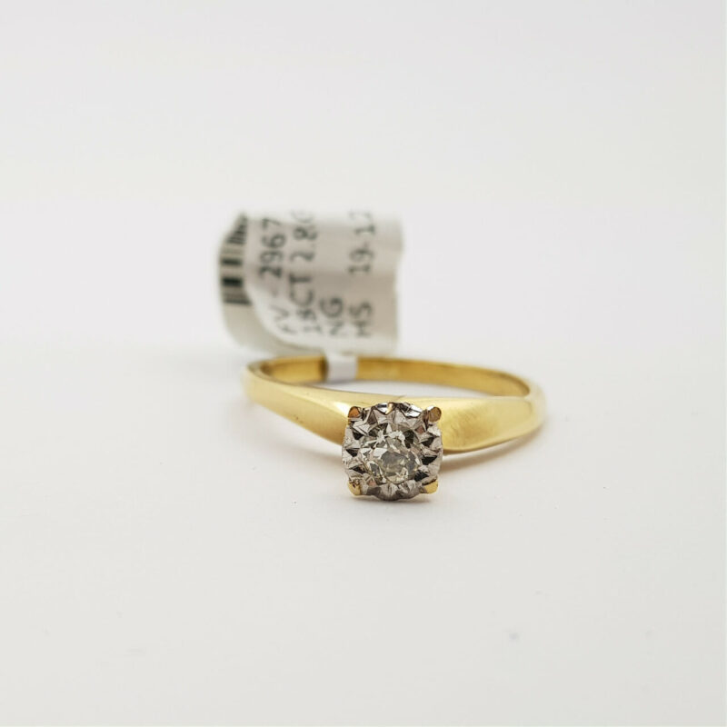 18CT 2.8GR DIAMOND VINTAGE YELLOW GOLD RING SIZE L #2967