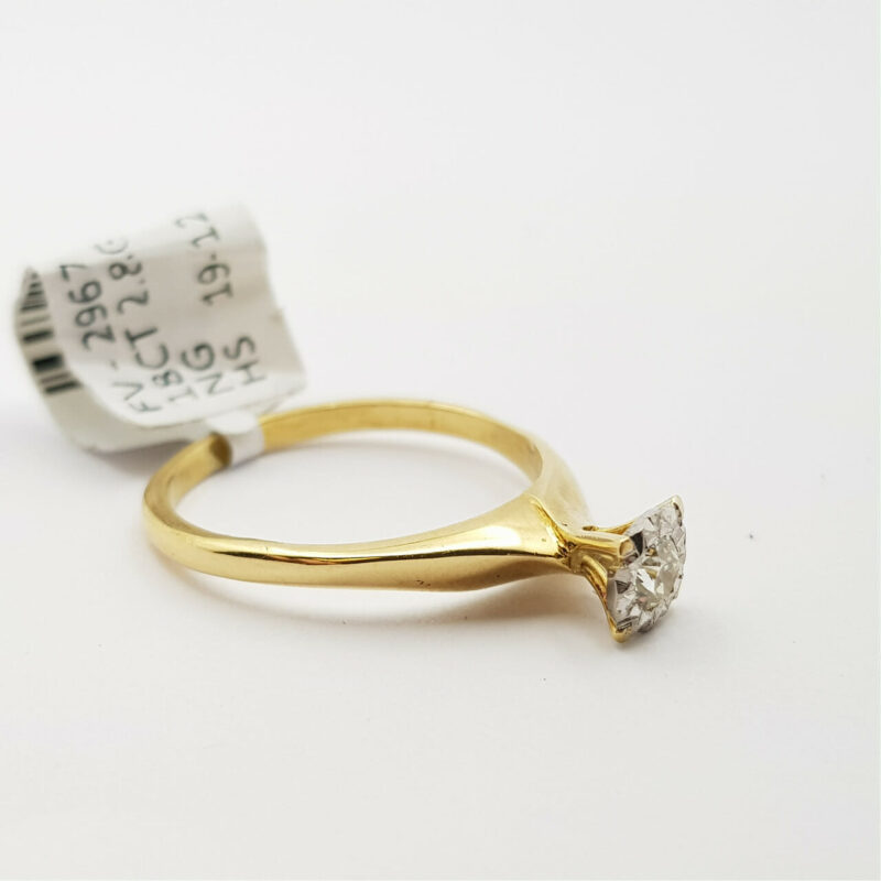 18CT 2.8GR DIAMOND VINTAGE YELLOW GOLD RING SIZE L #2967