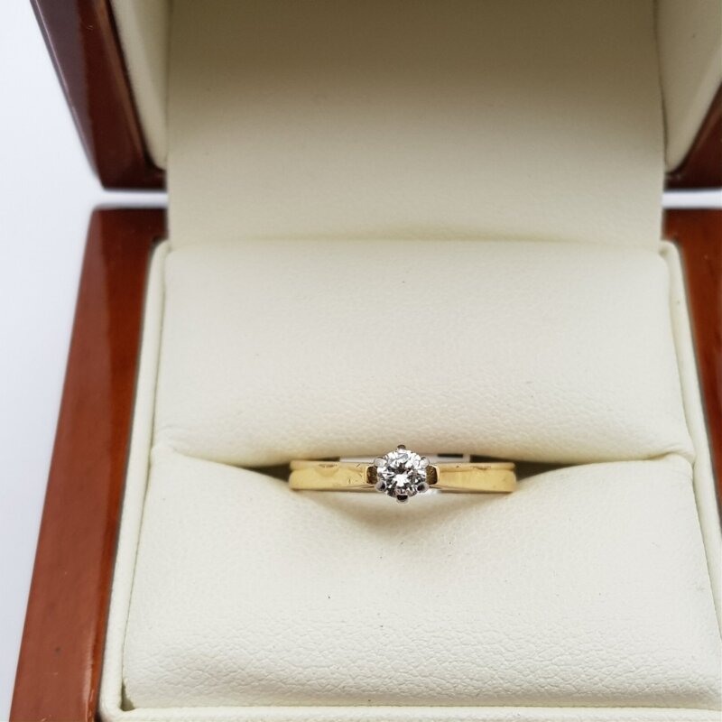 18ct Yellow Gold Vintage Diamond Solitaire Ring Size K #47956