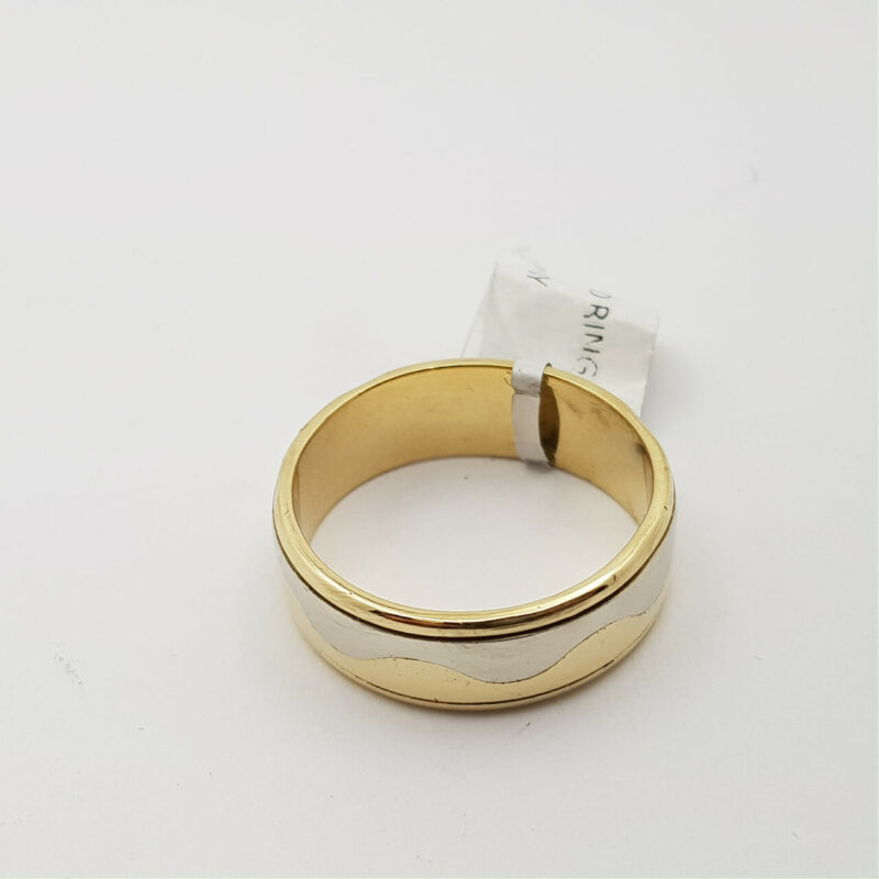 18CT 9.8GR 2 TONE GOLD RING BAND WAVE DESIGN SIZE U #49411 **