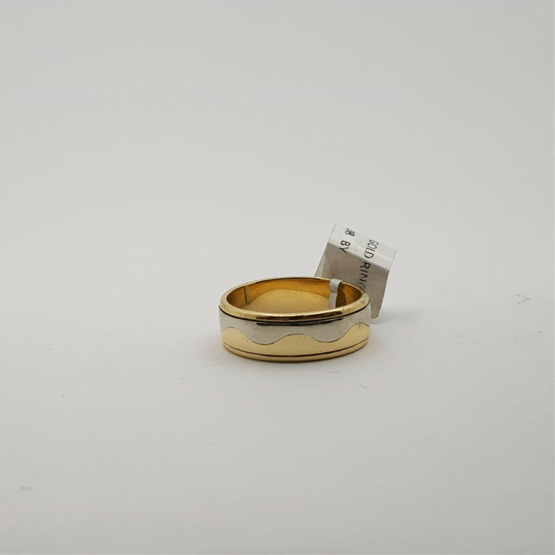 18CT 9.8GR 2 TONE GOLD RING BAND WAVE DESIGN SIZE U #49411 **