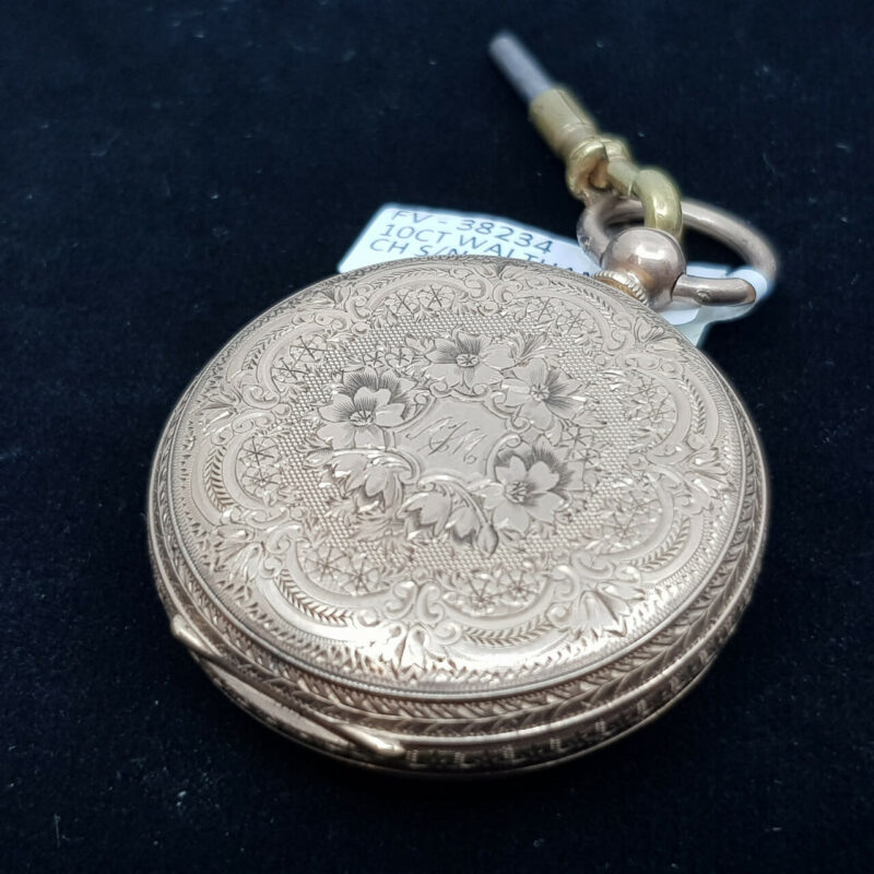 Antique 10ct Solid Yellow Gold Ornate Waltham Pocket Fob Watch C/1885 #38234