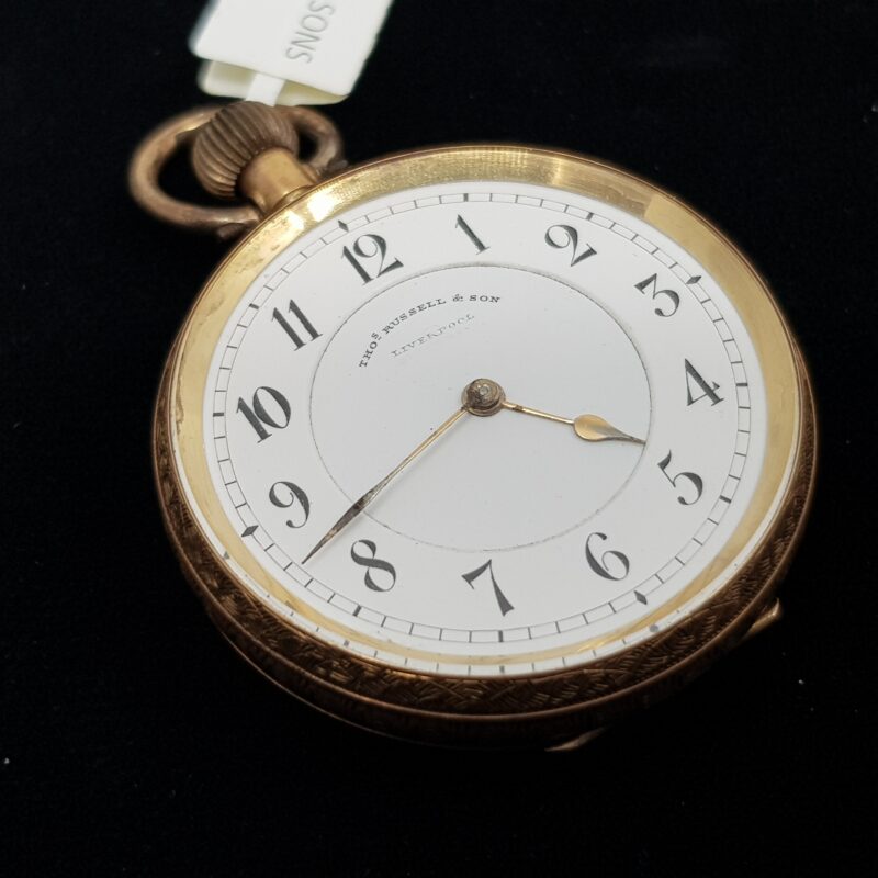 Antique 14ct Solid Yellow Gold Russell & Sons Pocket Fob Watch Late 19th Century #1387
