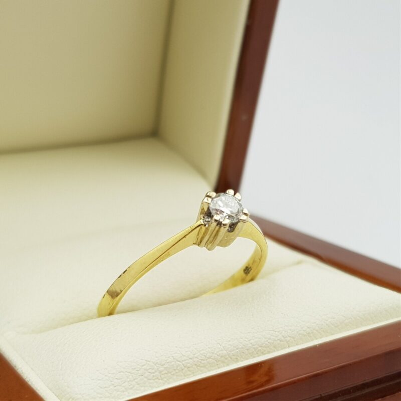 14ct Yellow Gold 0.24ct Diamond Solitaire Ring Size R Val $2260 #3927