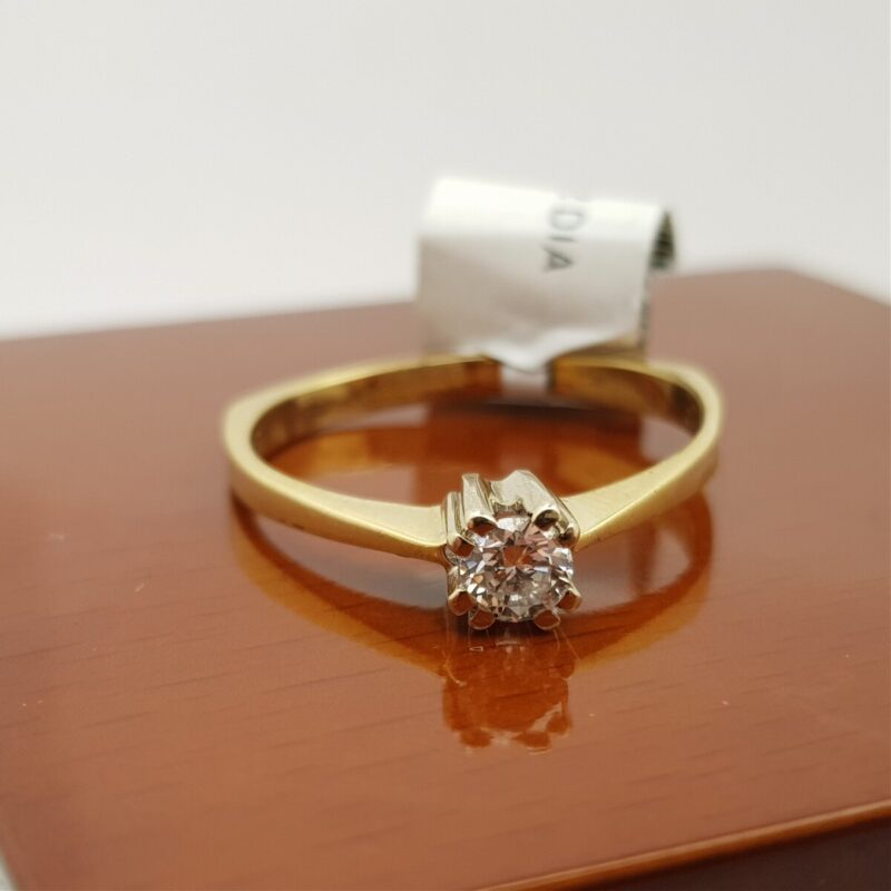 14ct Yellow Gold 0.24ct Diamond Solitaire Ring Size R Val $2260 #3927