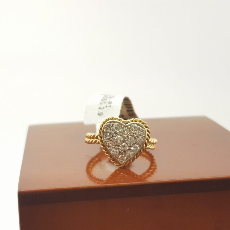 18ct Two Tone Gold 0.40ct TW Diamond Heart Ring Val $3055 Size I #6220