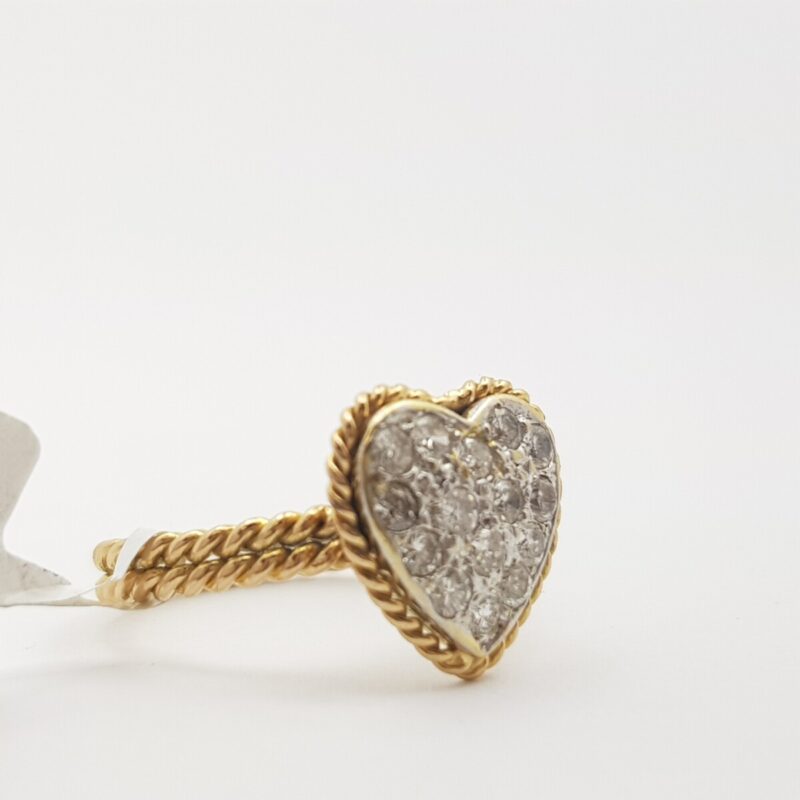 18ct Two Tone Gold 0.40ct TW Diamond Heart Ring Val $3055 Size I #6220