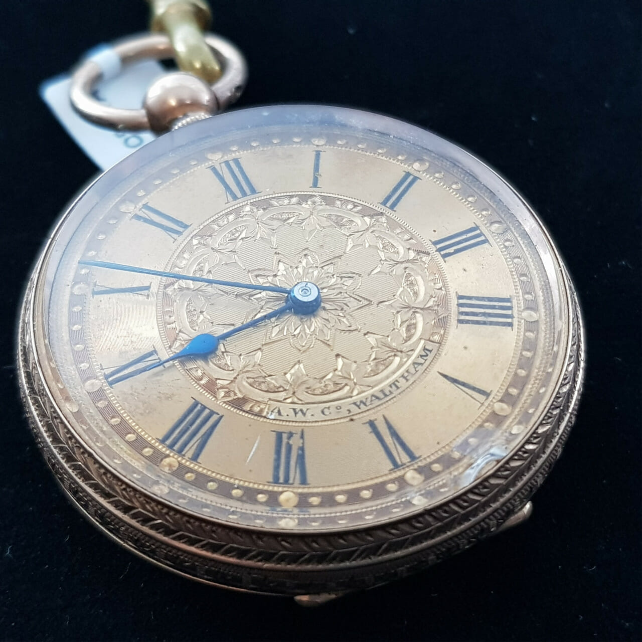 Antique 10ct Solid Yellow Gold Ornate Waltham Pocket Fob Watch C/1885 #38234