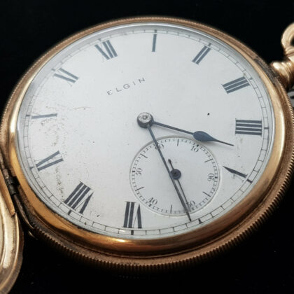 ELGIN SOLID 10CT YELLOW GOLD C/1913 POCKET FOB WATCH #9022