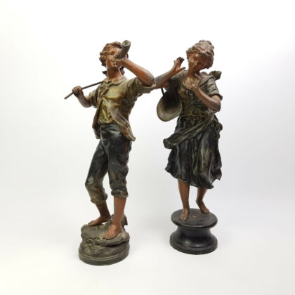 PAIR OF DANCING FIGURE STATUES (AS IS) #44957