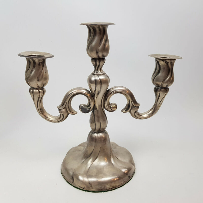 PAIR OF GERMAN 835 SILVER CANDELABRAS (A/F) #46783