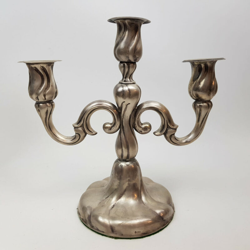 PAIR OF GERMAN 835 SILVER CANDELABRAS (A/F) #46783