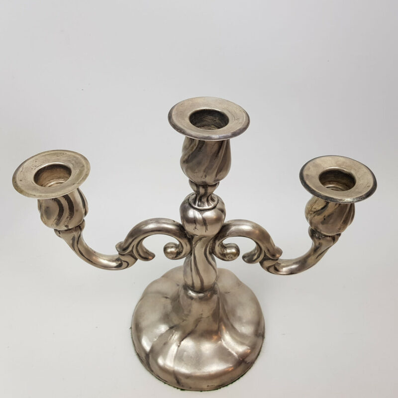 PAIR OF GERMAN 835 SILVER CANDELABRAS (A/F) #46783