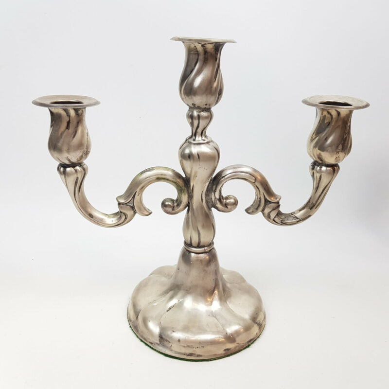 PAIR OF GERMAN 835 SILVER CANDELABRAS (A/F) #46783