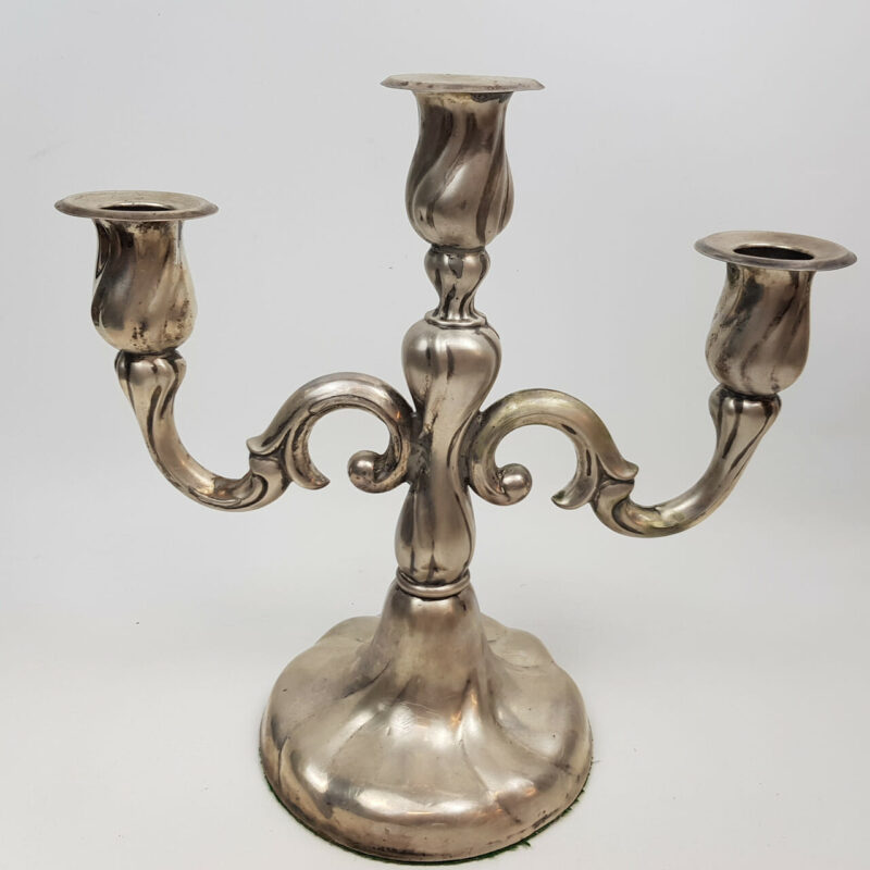 PAIR OF GERMAN 835 SILVER CANDELABRAS (A/F) #46783