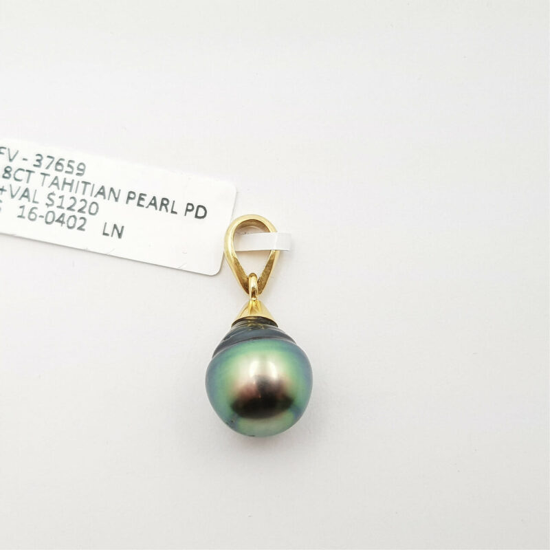 18CT 3.4GR YELLOW GOLD TAHITIAN PEARL PENDANT VAL $1220 #37659