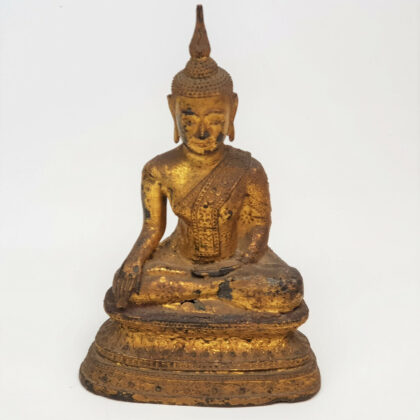 ANTIQUE BRONZE BUDDAH STATUE CIRCA 1400'S #46859