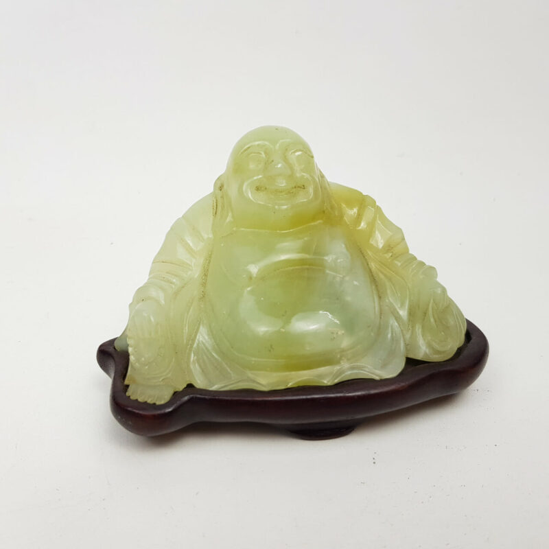 CARVED SITTING BUDDHA STATUE MADE FROM BOWENITE  #47008