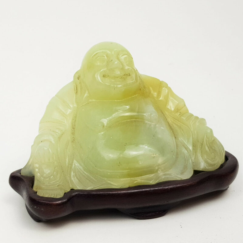 CARVED SITTING BUDDHA STATUE MADE FROM BOWENITE  #47008