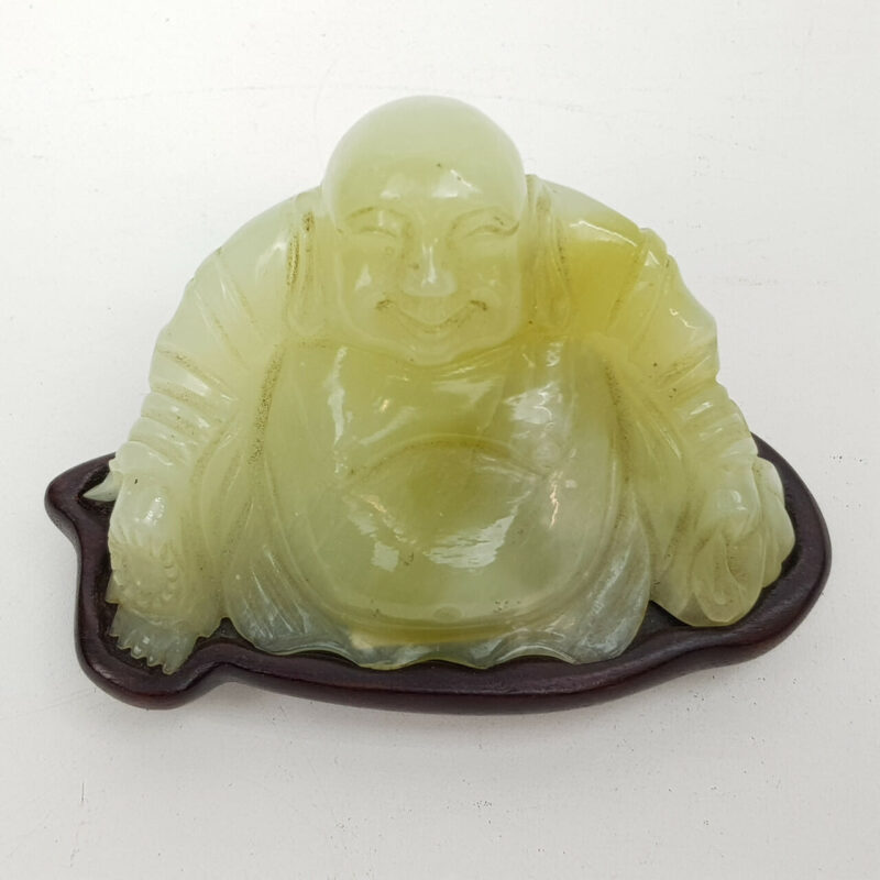 CARVED SITTING BUDDHA STATUE MADE FROM BOWENITE  #47008