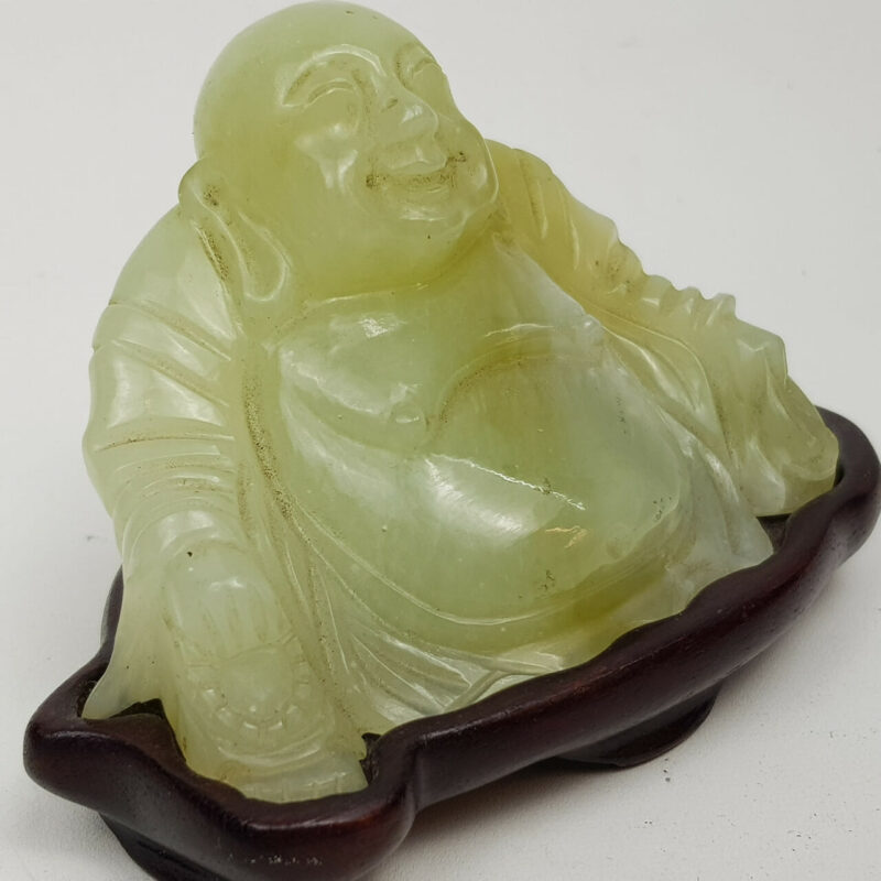 CARVED SITTING BUDDHA STATUE MADE FROM BOWENITE  #47008