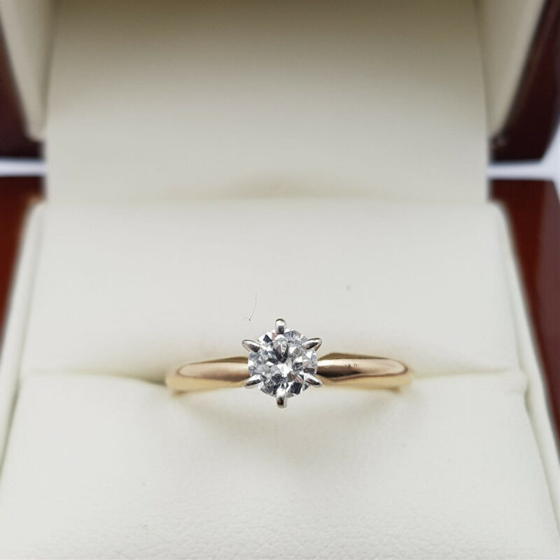 14CT YELLOW GOLD SOLITAIRE DIAMOND RING 0.46CT VAL $3080 SIZE N #3699