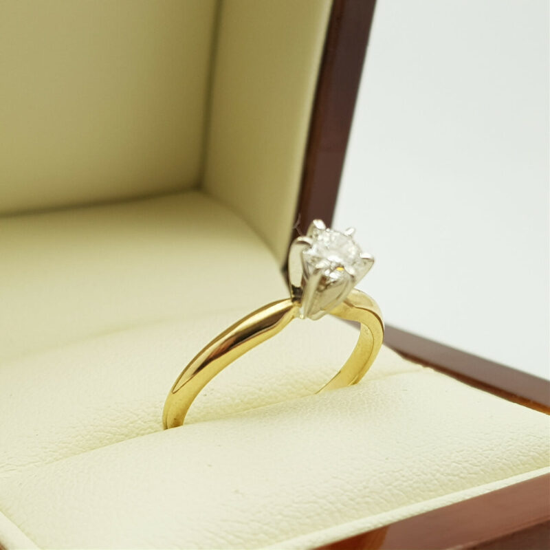 14CT YELLOW GOLD SOLITAIRE DIAMOND RING 0.46CT VAL $3080 SIZE N #3699