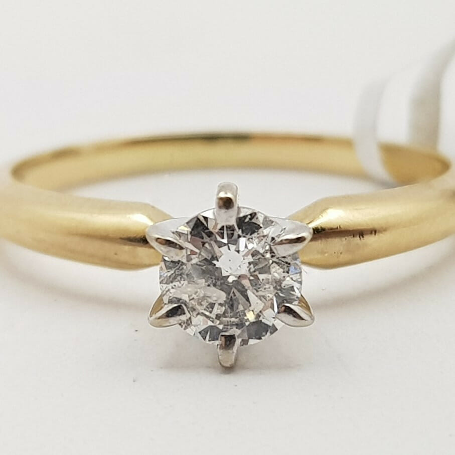 14CT YELLOW GOLD SOLITAIRE DIAMOND RING 0.46CT VAL $3080 SIZE N #3699