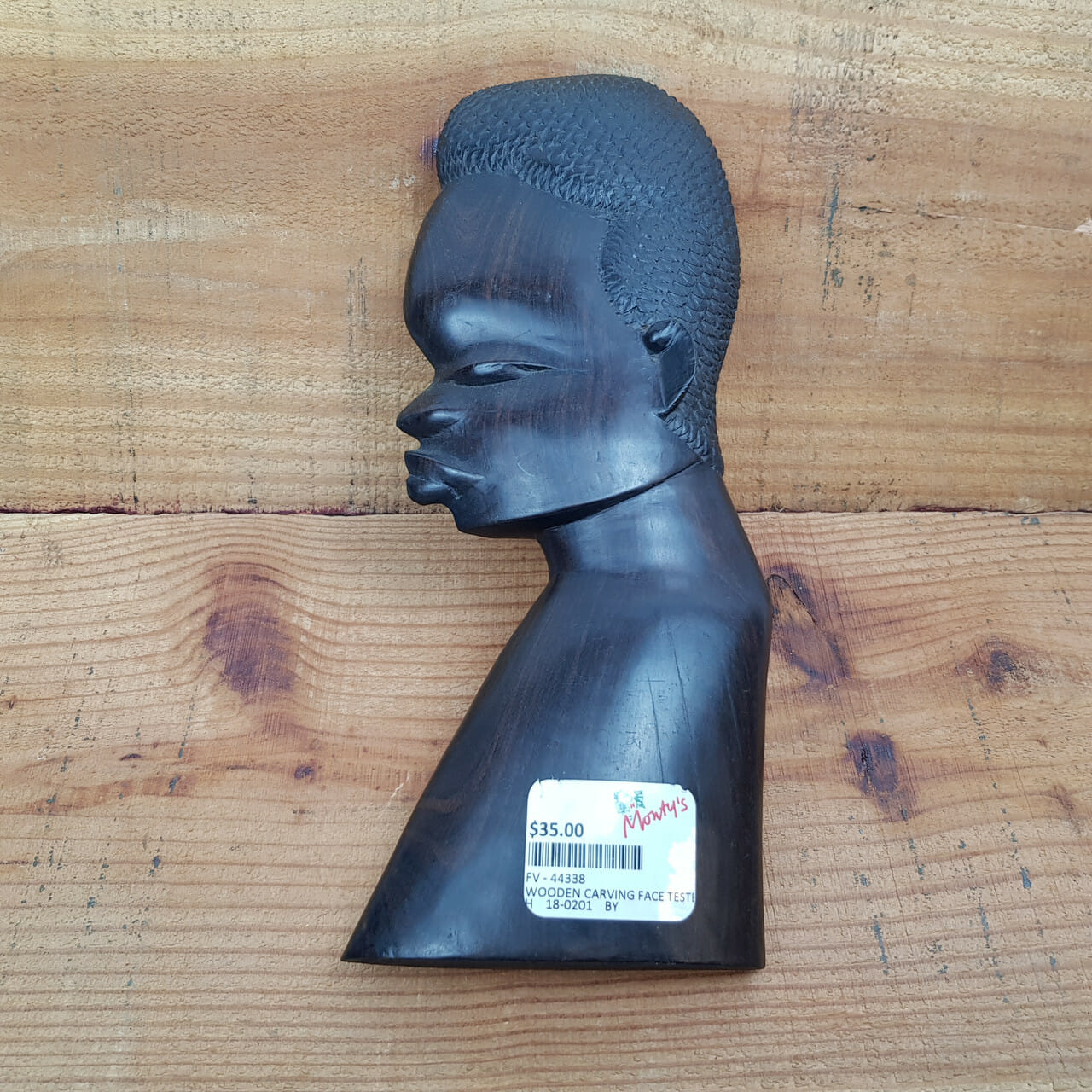 WOODEN CARVED FACE HEAD CARVING AFRICAN FIGURE #44338