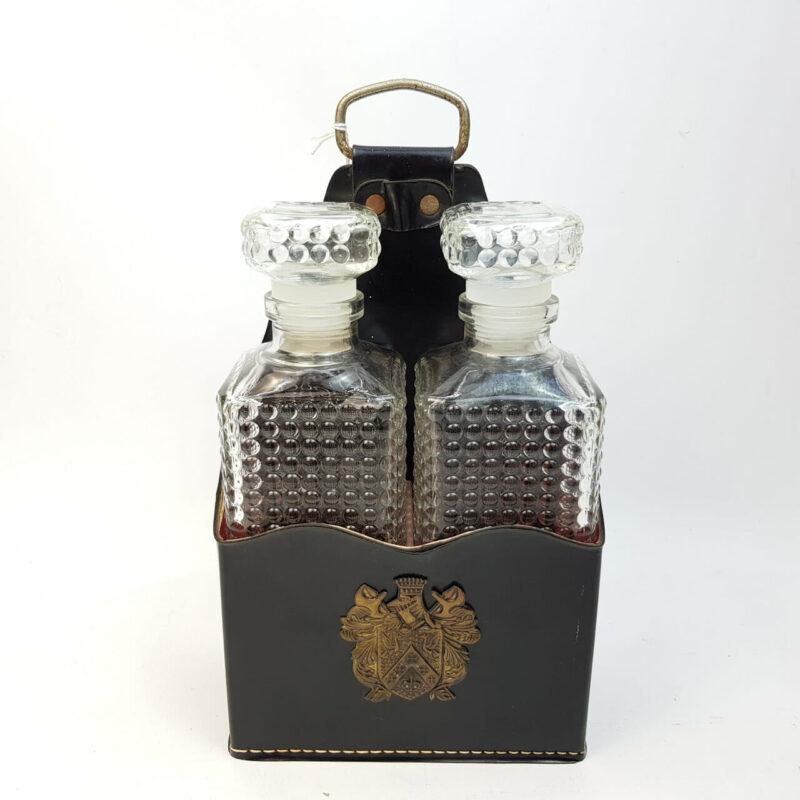 DECANTER SET IN LEATHER CARRY CASE #39744