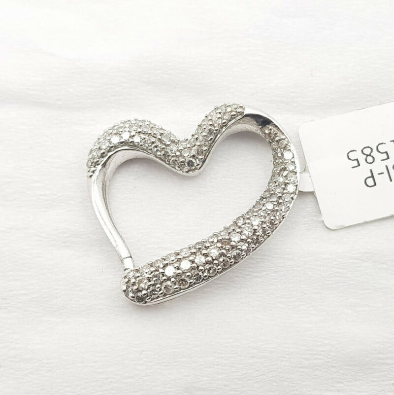 9CT 2.5GR WHITE GOLD DIAMOND HEART PENDANT / CHARM VAL $1585 #38126