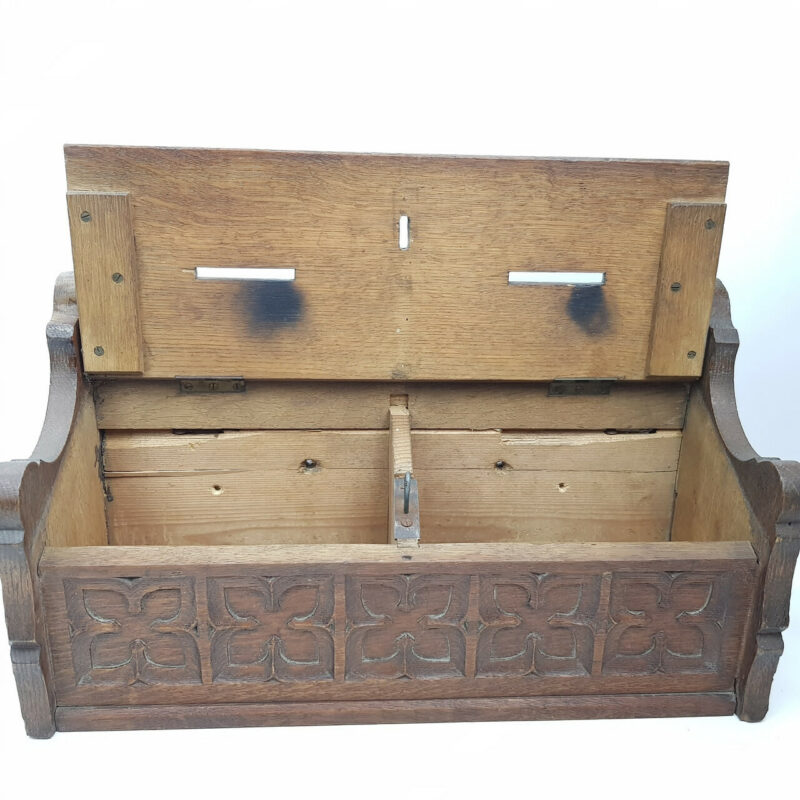 ANTIQUE OAK CHURCH DONATION BOX #51876