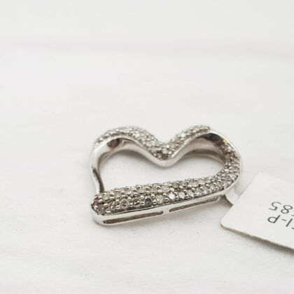 9CT 2.5GR WHITE GOLD DIAMOND HEART PENDANT / CHARM VAL $1585 #38126