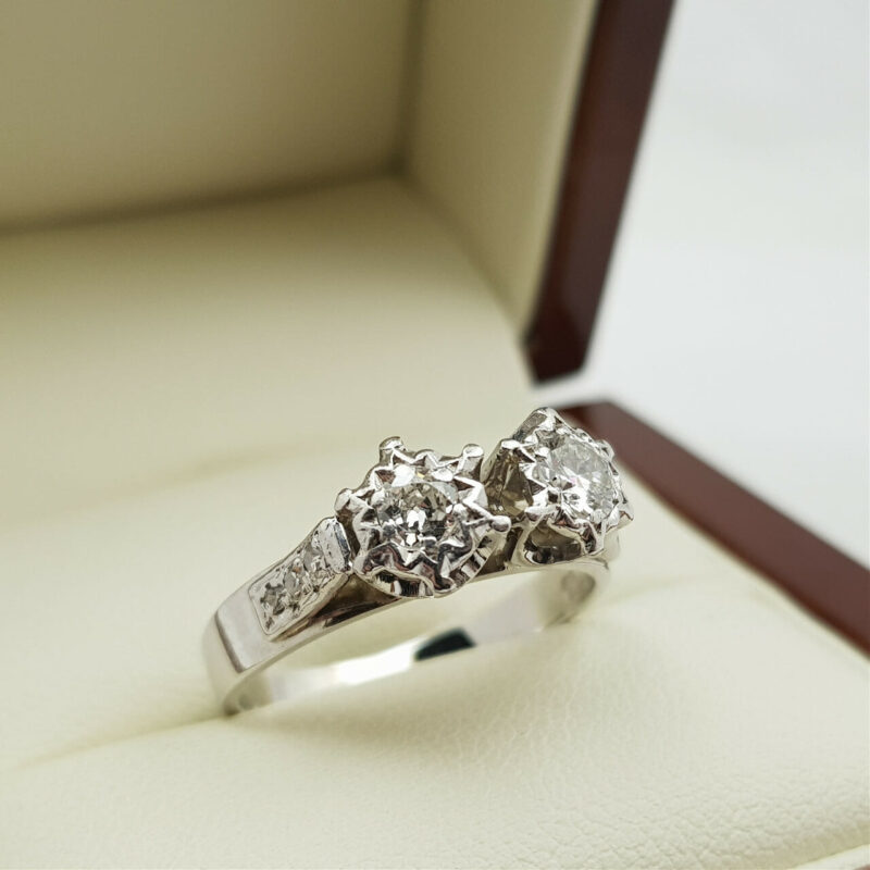 18CT 4.13GR VINTAGE WHITE GOLD/PALLADIUM DIAMOND RING VAL $3430 SIZE N1/2 #0083