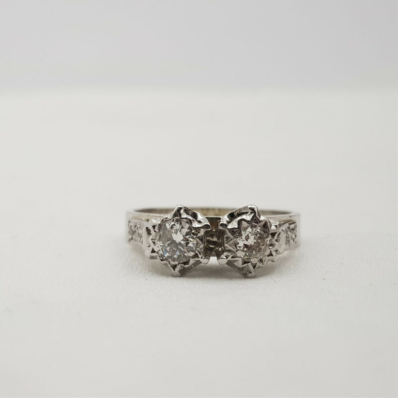 18CT 4.13GR VINTAGE WHITE GOLD/PALLADIUM DIAMOND RING VAL $3430 SIZE N1/2 #0083