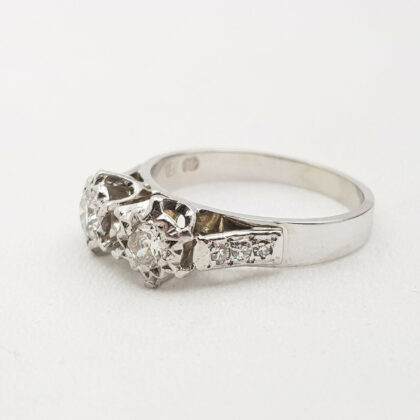 18CT 4.13GR VINTAGE WHITE GOLD/PALLADIUM DIAMOND RING VAL $3430 SIZE N1/2 #0083