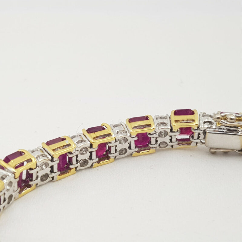 18CT 30.6GR TWO TONE GOLD BURMESE RUBY & 4.5CT DIAMOND BRACELET VAL $62765 #46956