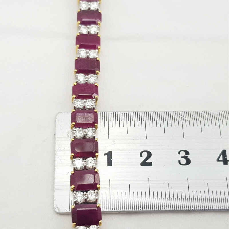 18CT 30.6GR TWO TONE GOLD BURMESE RUBY & 4.5CT DIAMOND BRACELET VAL $62765 #46956