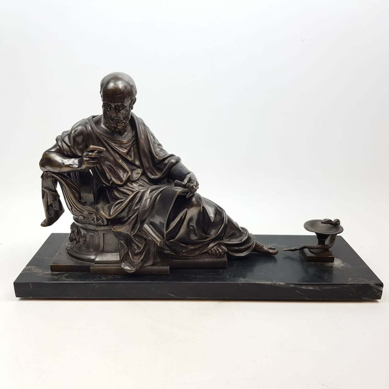 Bronze Sculpture Hippocrates of Kos with Marble Base #45647