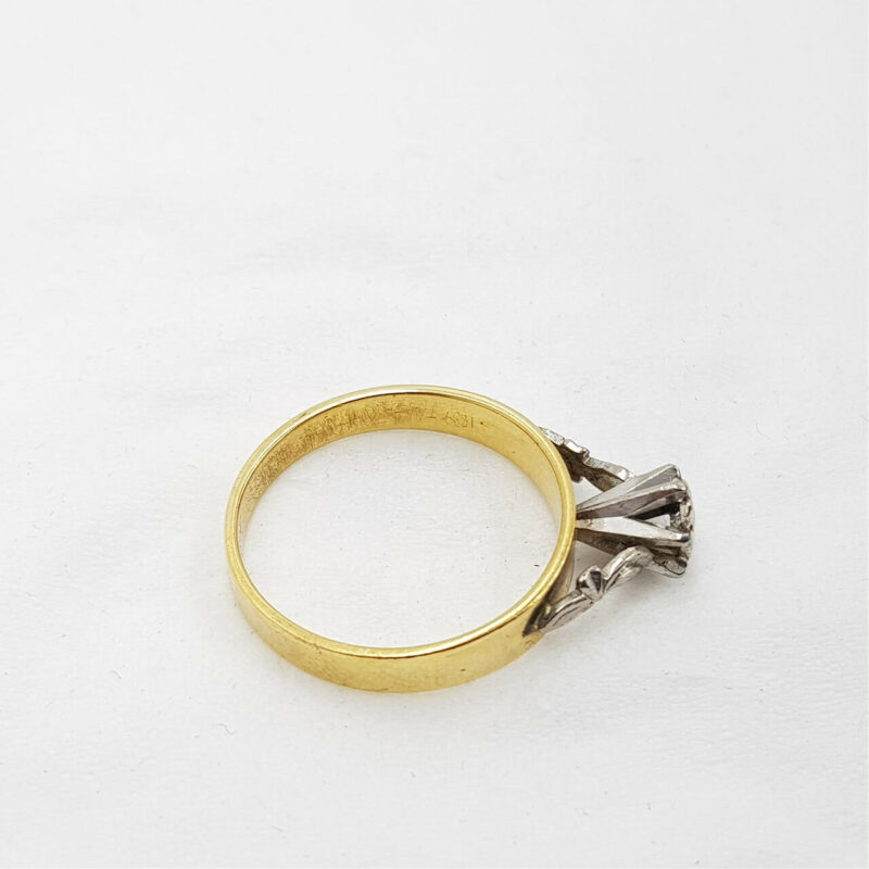 18CT 3.4GR YELLOW GOLD VINTAGE DIAMOND RING SIZE N 1/2 #7892