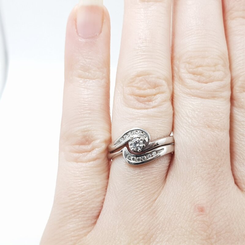 18ct White Gold Diamond Bridal Ring Set Size L #30452