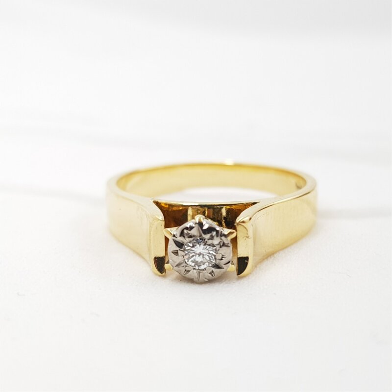 18ct Yellow Gold Vintage Diamond Ring Size N #51346