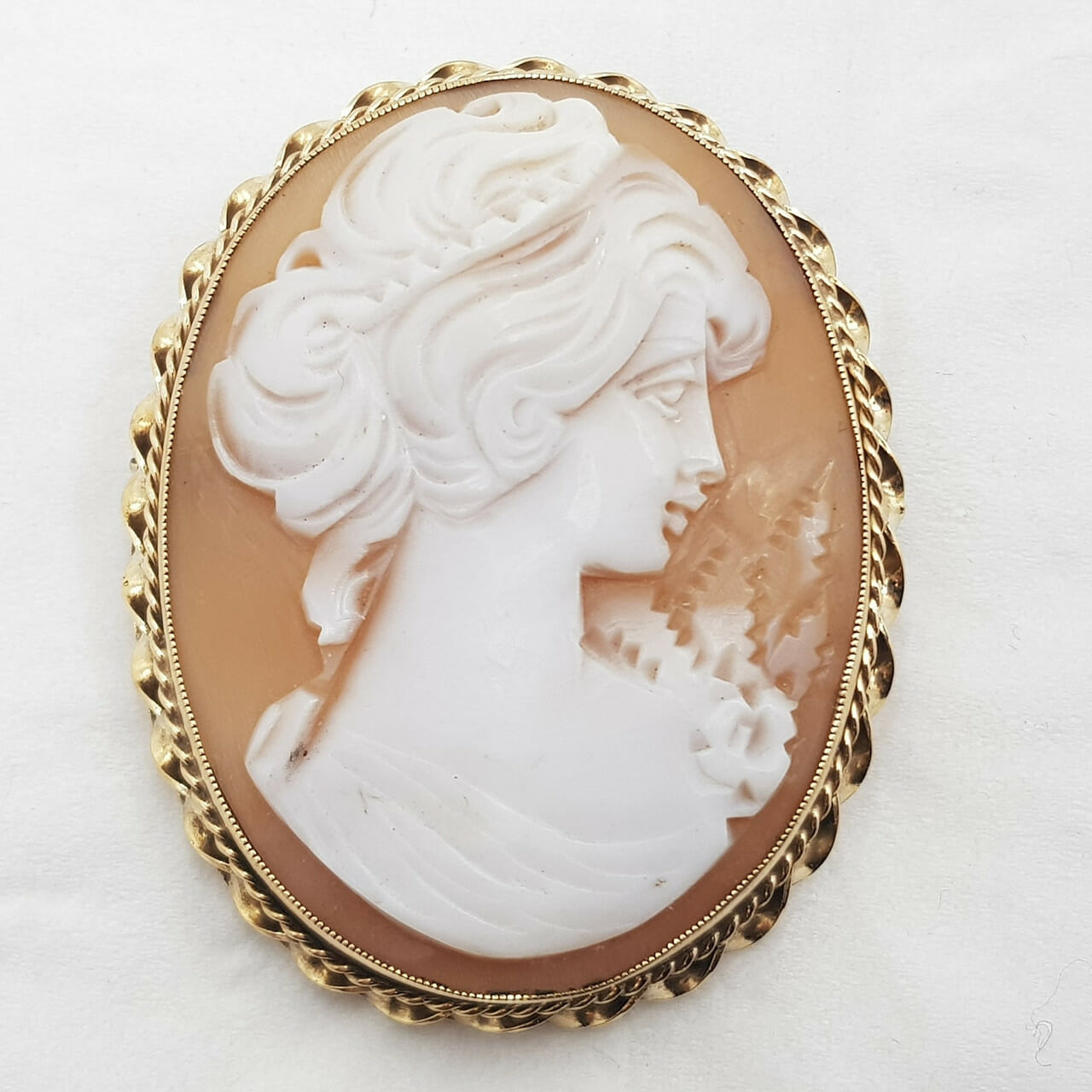 9CT 12.7GR YELLOW GOLD CAMEO BROOCH PIN OR PENDANT #43113