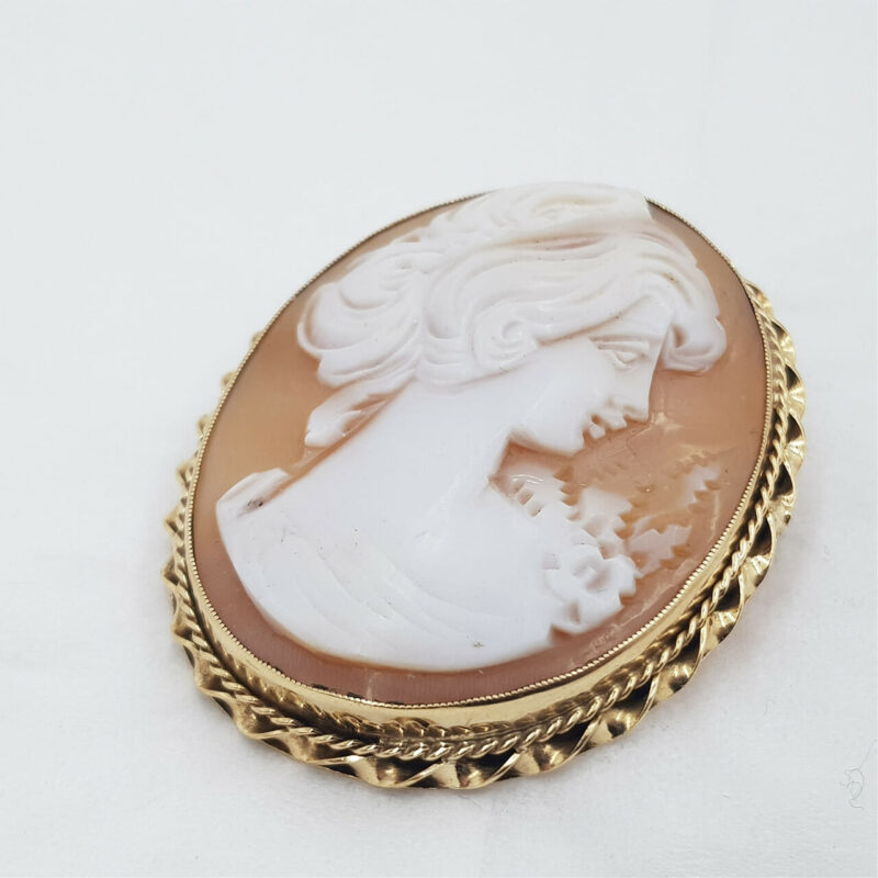 9CT 12.7GR YELLOW GOLD CAMEO BROOCH PIN OR PENDANT #43113