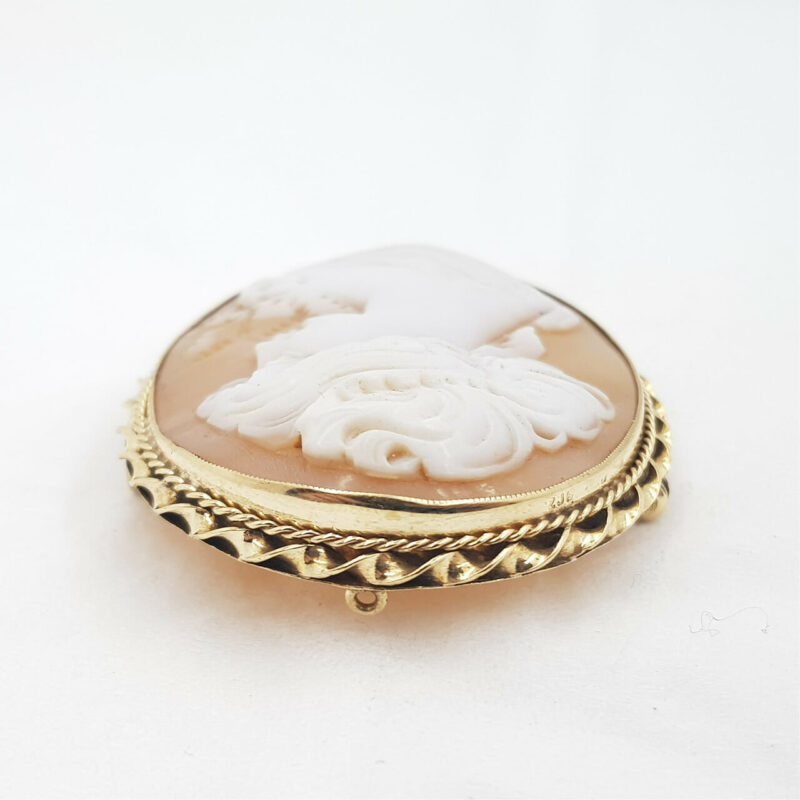 9CT 12.7GR YELLOW GOLD CAMEO BROOCH PIN OR PENDANT #43113