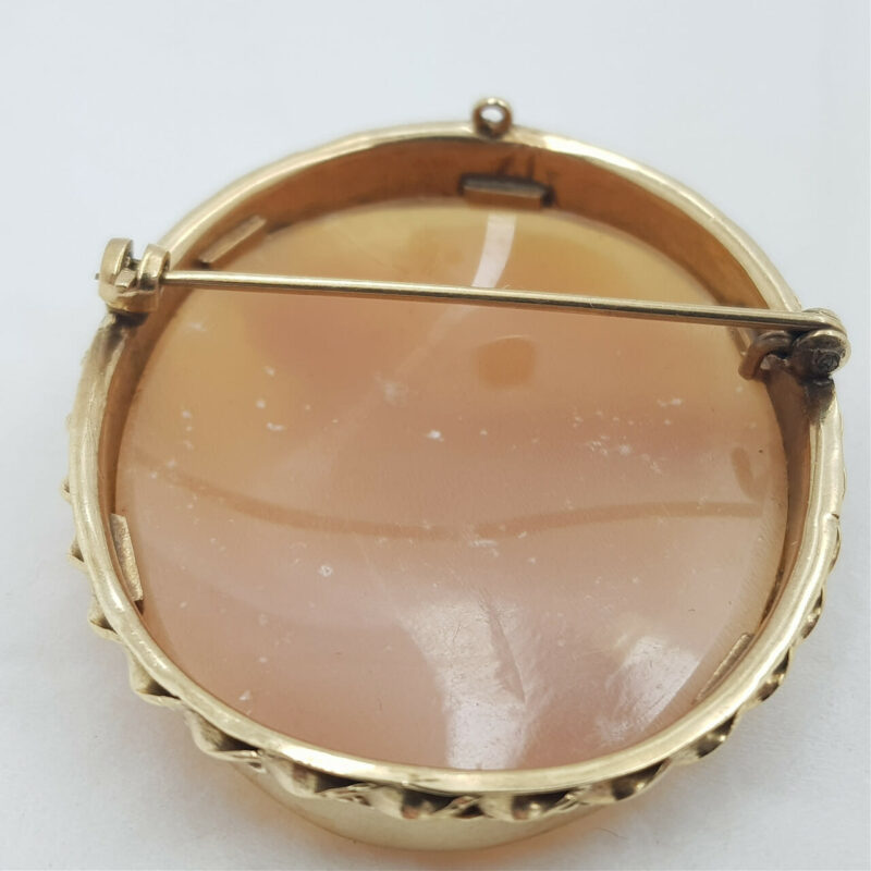 9CT 12.7GR YELLOW GOLD CAMEO BROOCH PIN OR PENDANT #43113