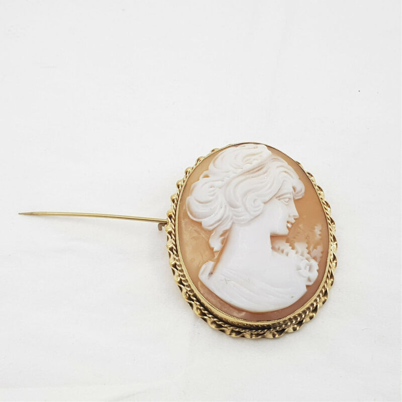 9CT 12.7GR YELLOW GOLD CAMEO BROOCH PIN OR PENDANT #43113